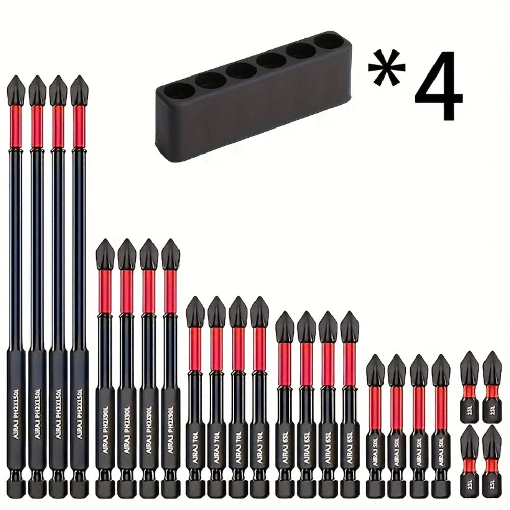 Impact Screwdriver Bits S2 Steel Anti-Slip, Magnetic Phillips Cross Drill Bit Set with Anti-Slip Teeth & High Hardness Tungsten Steel, Power Tool Bits for Home Repair, Bicycle, Furniture & DIY (2/24/60pcs)