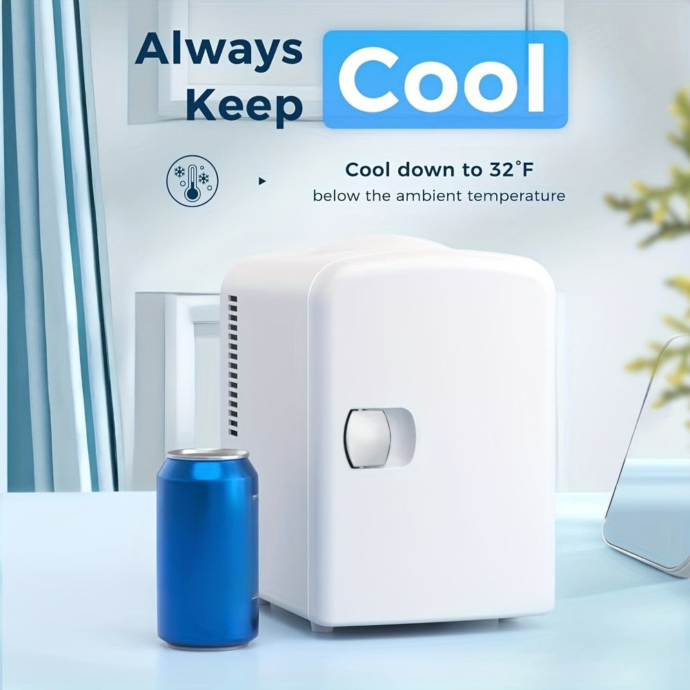 Mini Fridge Skincare Refrigerator 1.06 Gallon Portable - Mini Freezer for Bedroom Dorm Office, Compact Personal Fridge for Skincare Drinks Snacks, White Black