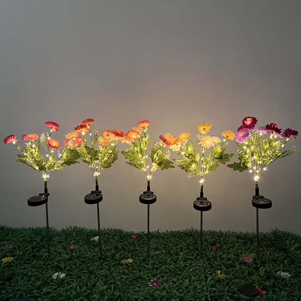 Solar Garden Lights Outdoor Waterproof ¨C 5pcs Simulated Snow Lotus Flower LED Stake Lights for Lawn, Garden, Pathway, Courtyard, Patio Decor, Warm White Glow, Holiday Gift