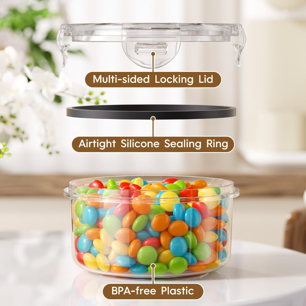 Airtight Food Storage Container Set 16/28/48 Pcs with Secure Lids, Sealed Plastic Containers for Pantry Organization, Kitchen, Travel & Outdoor Picnics ¨C Includes Labels & Markers