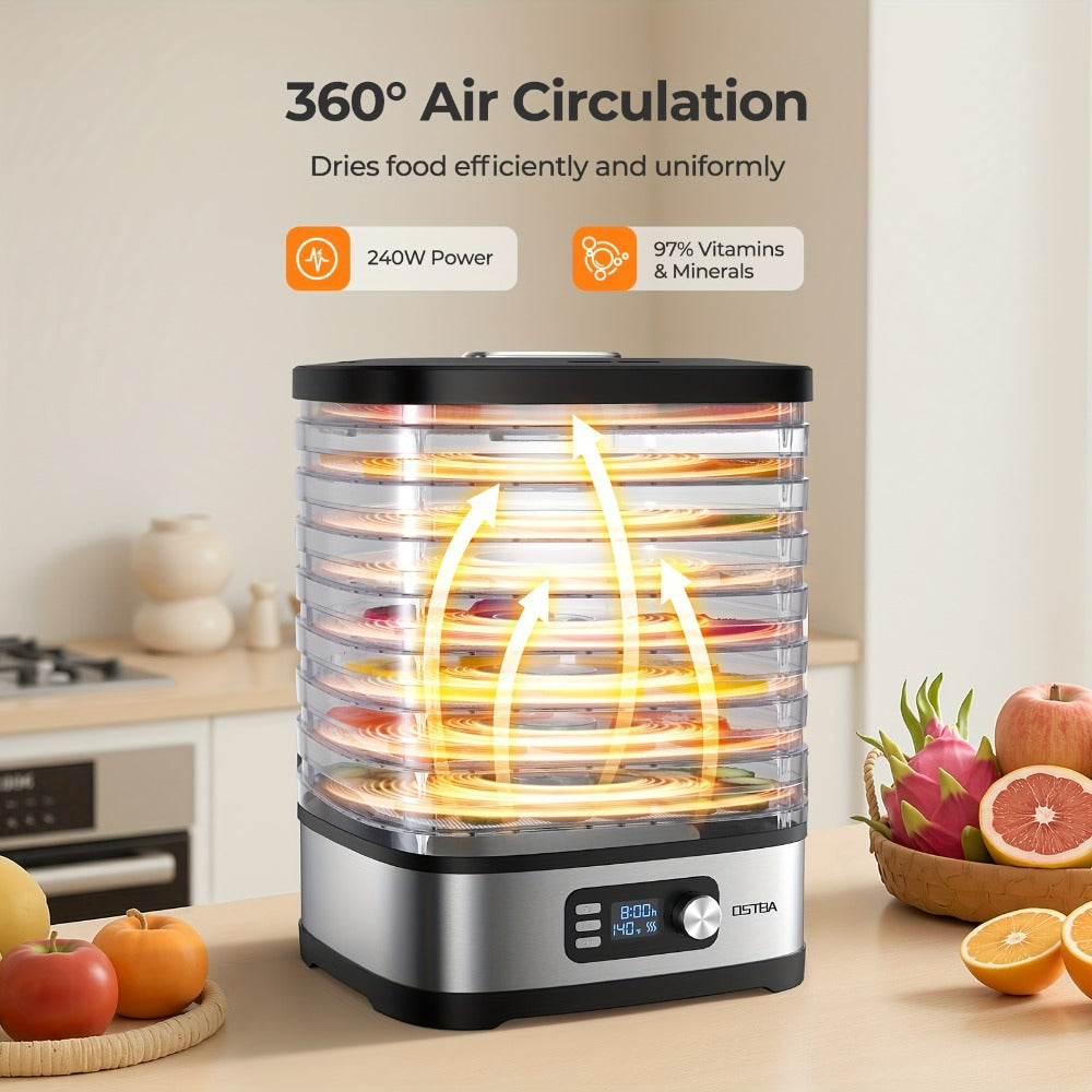 Food Dehydrator Machine 5-Tray with Adjustable Temperature Control and 72-Hour Timer - Electric Food Dryer for Jerky Fruit Herbs Dog Treats Snacks, 240W LED Display Dehydrator with Recipe Book Included