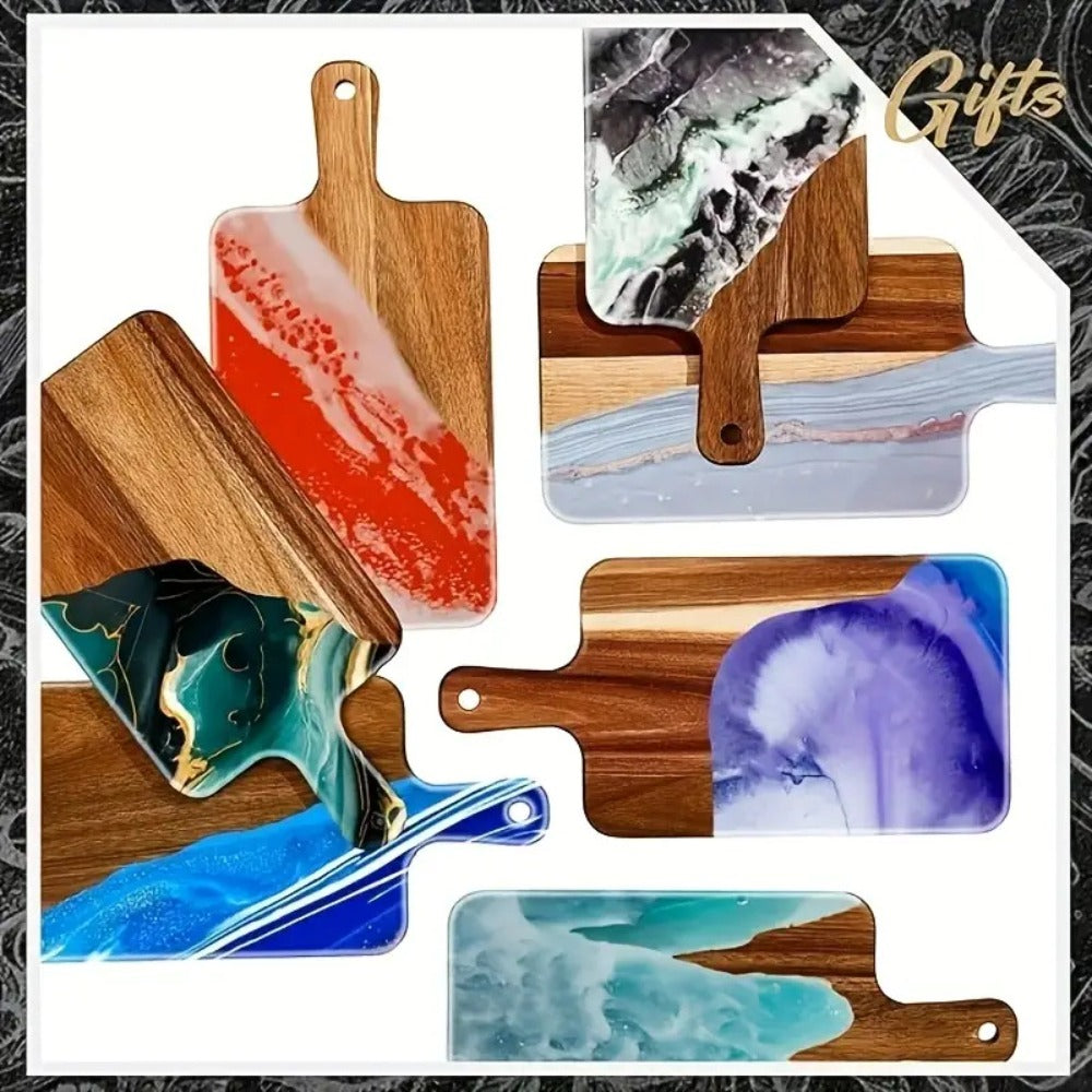 Acacia Wood Cutting Board Set with Handle ¨C Large 15.7x7.8 Inch Kitchen Chopping Boards for Vegetables, Meat & Cheese, Dishwasher Safe, Durable Food Prep Board for Home Chefs, 5-Pack or 10-Pack