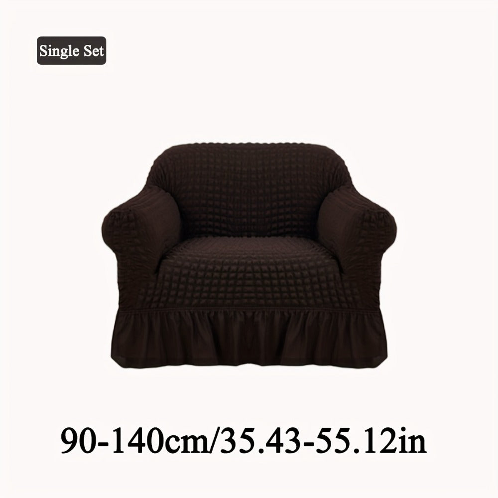 Seersucker Sofa Slipcover Elastic Band Closure Pet-Friendly All-Purpose Sofa Cover for Living Room Home Decor Protection ¡ª Single 2 4 Seater Multiple Colors
