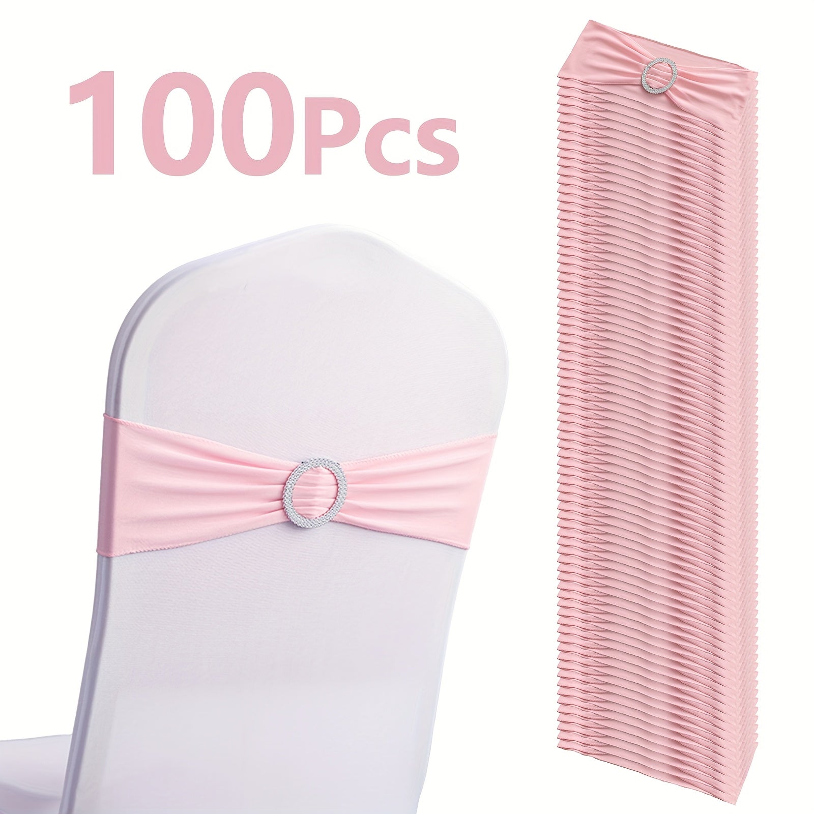 Chair Sashes for Wedding 100pcs Stretch Spandex Elastic Chair Sash Bands with Buckle for Dining Chairs Banquet Party Event Decor - Bulk Set Multiple Colors