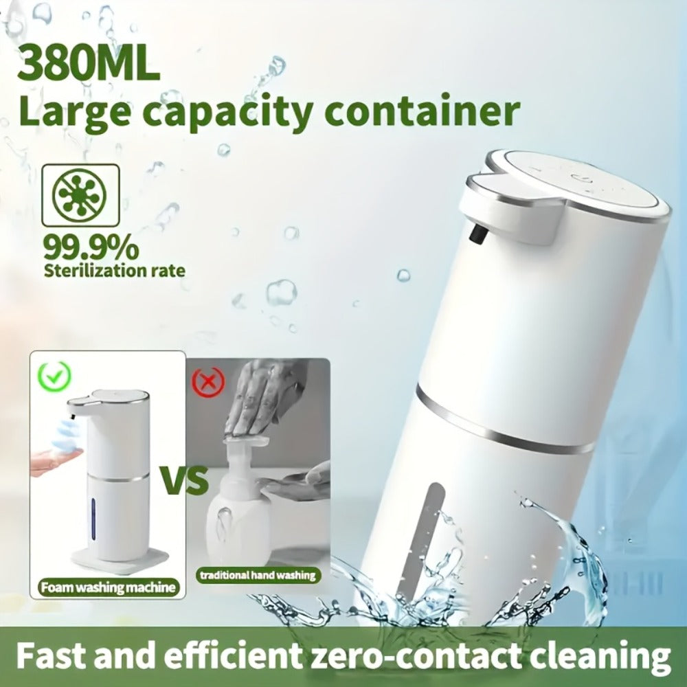 Automatic Foam Soap Dispenser Wall Mount Touchless 400ml USB Rechargeable IPX5 Waterproof 4 Adjustable Levels Sensor Soap Pump for Bathroom Kitchen Sink Office Hotel
