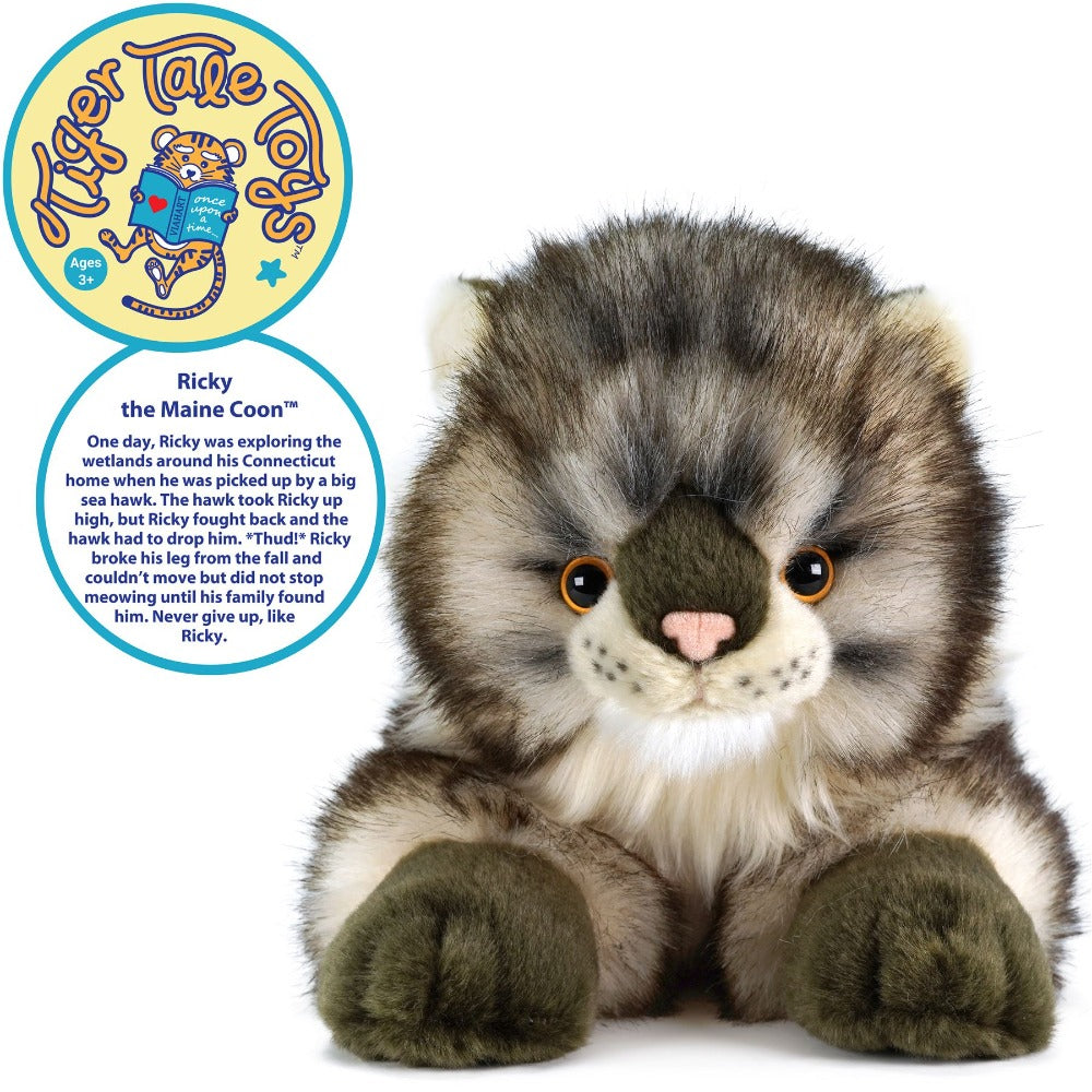 Maine Coon Cat Stuffed Animal Plush 16 Inch Super Soft Realistic Cat Plush Toy High Quality Acrylic Fabric Safety Tested Kids Gift Birthday Christmas