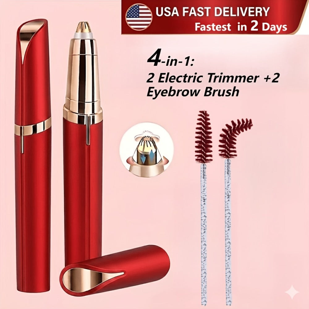 Electric Eyebrow Trimmer for Women 2 Pack, USB Rechargeable Painless Precision Eyebrow Razor Pen, Portable Hair Remover for Face Lip Leg Armpit ¨C Pink White Colorful