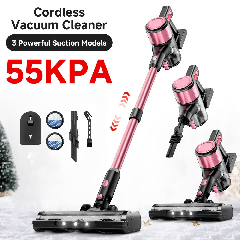 Cordless Vacuum Cleaner 55KPa 8-in-1 Stick Vacuum with LED Light 180¡ã Swivel Lightweight Wireless for Hardwood Carpet Pet Hair Stairs Car Sofa Home Office