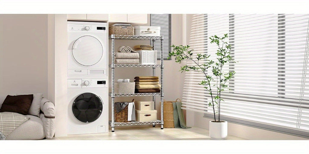 Metal Storage Shelving Unit Heavy Duty Adjustable 4 5 Tier Steel Shelf Rack for Garage Kitchen Pantry Workshop Black Chrome MZG
