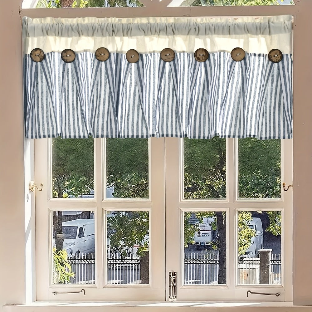 Semi Sheer Curtains Bohemian Linen Cotton Patchwork Grommet Top Window Drapes for Bedroom Living Room Kitchen Bathroom Cafe - Boho Country Cottage Style 4 Seasons 1 or 2 Panels