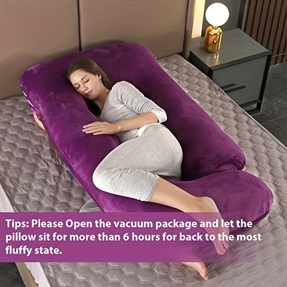 Pregnancy Pillow J-Shape 60 Inch Full Body Maternity Pillow with Velvet Cover ¨C Back Leg Belly Support for Pregnant Women Side Sleeper Body Pillow Multiple Colors