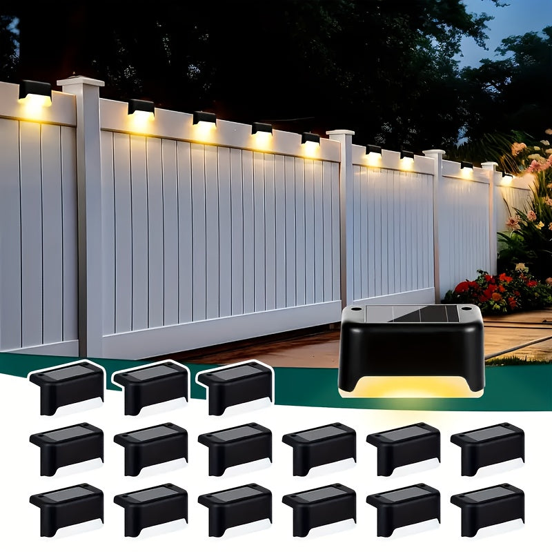 Solar Powered LED Deck Lights ¨C Auto On/Off Outdoor Step Lights for Stairs, Fence, Pathway & Patio, 12-Hour Continuous Lighting, Weatherproof Solar Stair Lights for Garden, Yard & Commercial Use