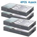 Under Bed Storage Bags 4 Pack 90L Large Collapsible Underbed Storage Organizer Bins with Clear Window Zipper for Blankets Clothes Comforters Towels Bedding
