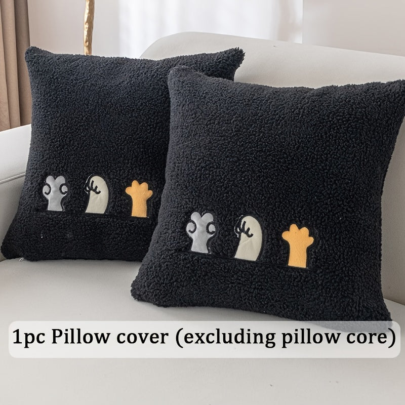 Plush Shearling Sofa Cover Non-Slip Pet-Friendly Couch Protector Animal Bone Embroidery Soft Warm for Living Room Bedroom Office 2 3 4 Seater