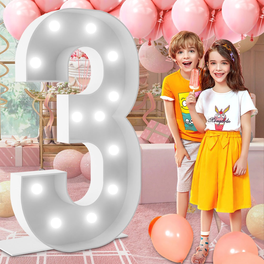 Marquee Number Lights 4 Feet Tall LED Light Up Numbers 0-9 20 for Birthday Party Anniversary Graduation Decoration 11 Colors 3 Flash Modes Foam Board String Lights Included
