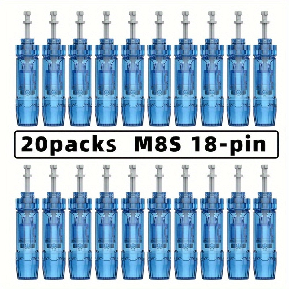 Microneedling Cartridges 20 Pack Compatible with Dr.Pen A9 A11 A8S M8S Bio Pen Q2 Ultima M8S 18-Pin 36-Pin Round Nano 0.25mm Replacement Needle Tips Derma Pen Accessories