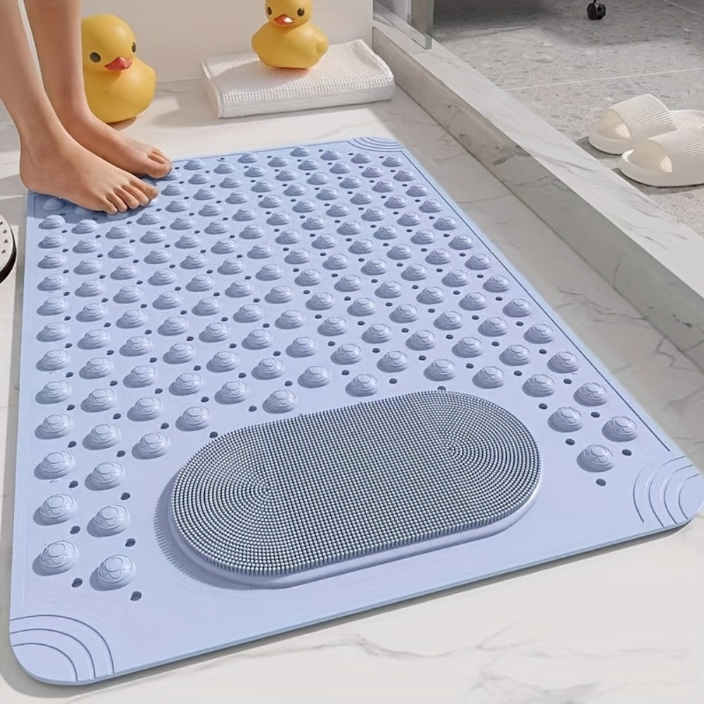 Non-Slip Bath Mat with Massage Buttons - PVC Shower Mat with Polka Dot Pattern, 0.35¡± Thick Rectangular Bathroom Safety Mat | Anti-Slip Bathtub Mat for Shower, Tub & Bathroom Floor | Multiple Colors