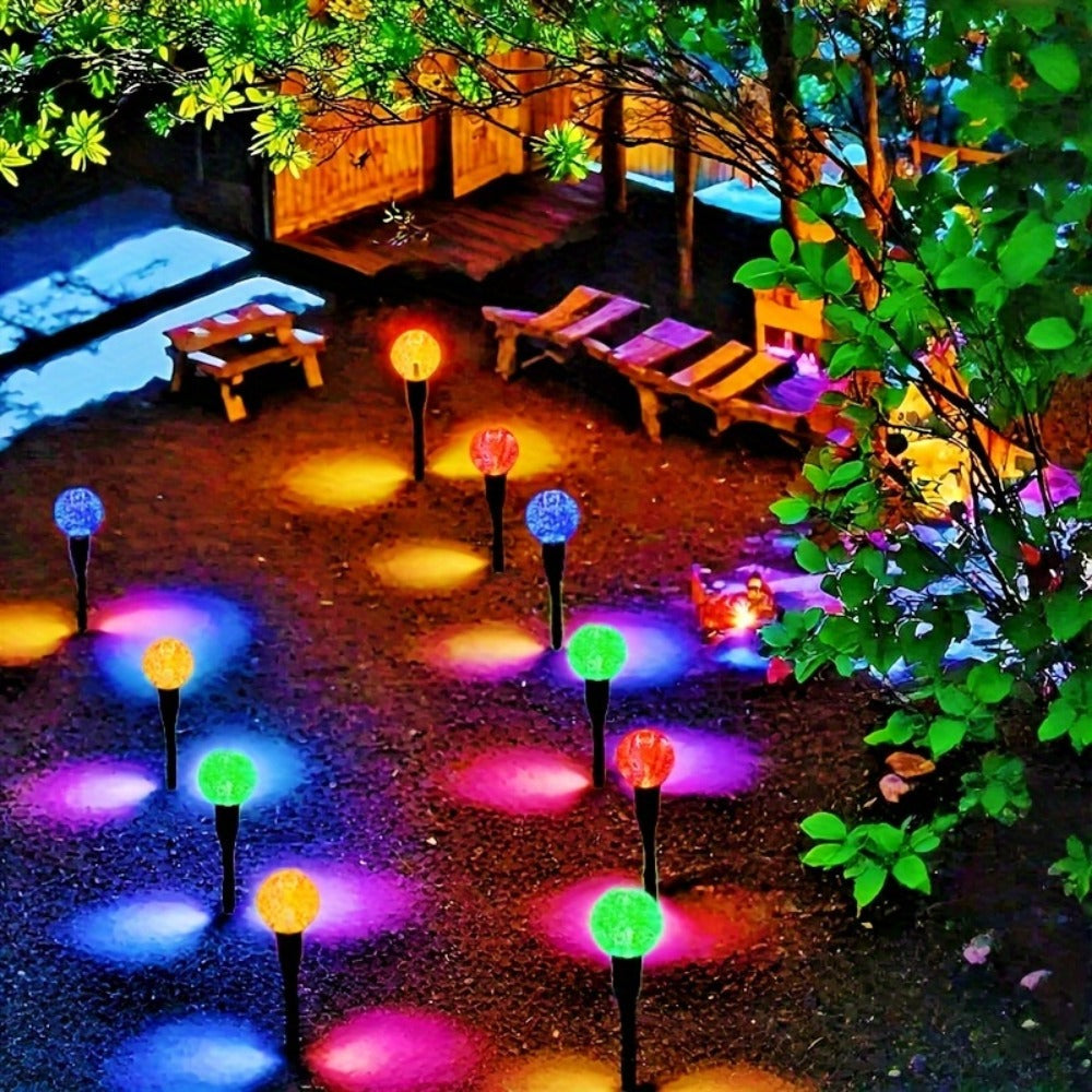 Solar LED Garden Path Lights 30pcs Bubble Shape | Auto On at Night | Waterproof Outdoor Stake Lights | Colorful & Warm White | Lawn Landscape Lights for Garden Patio Wedding Party Festival