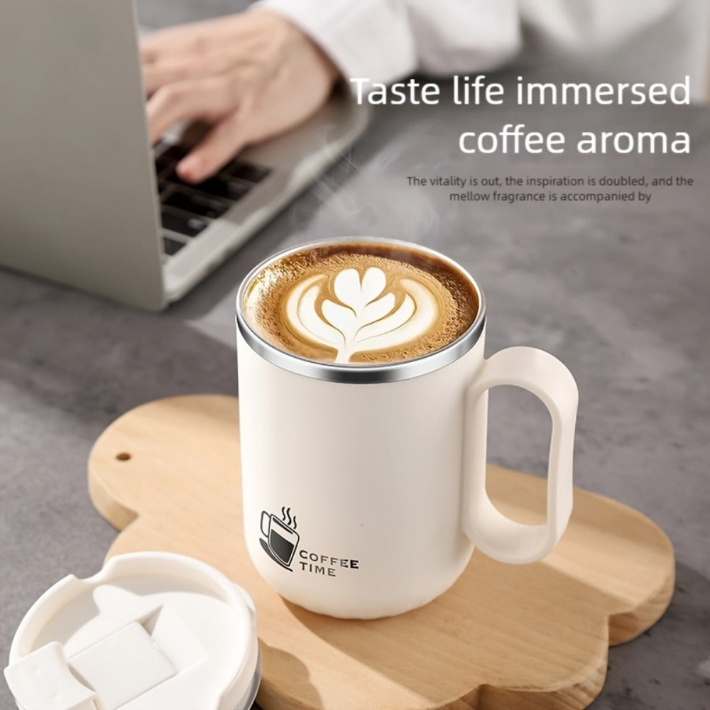 Stainless Steel Travel Mug Valentine's Letter Print Double Wall Insulated Coffee Cup Leak-Proof Lid 500ml Office Home Travel
