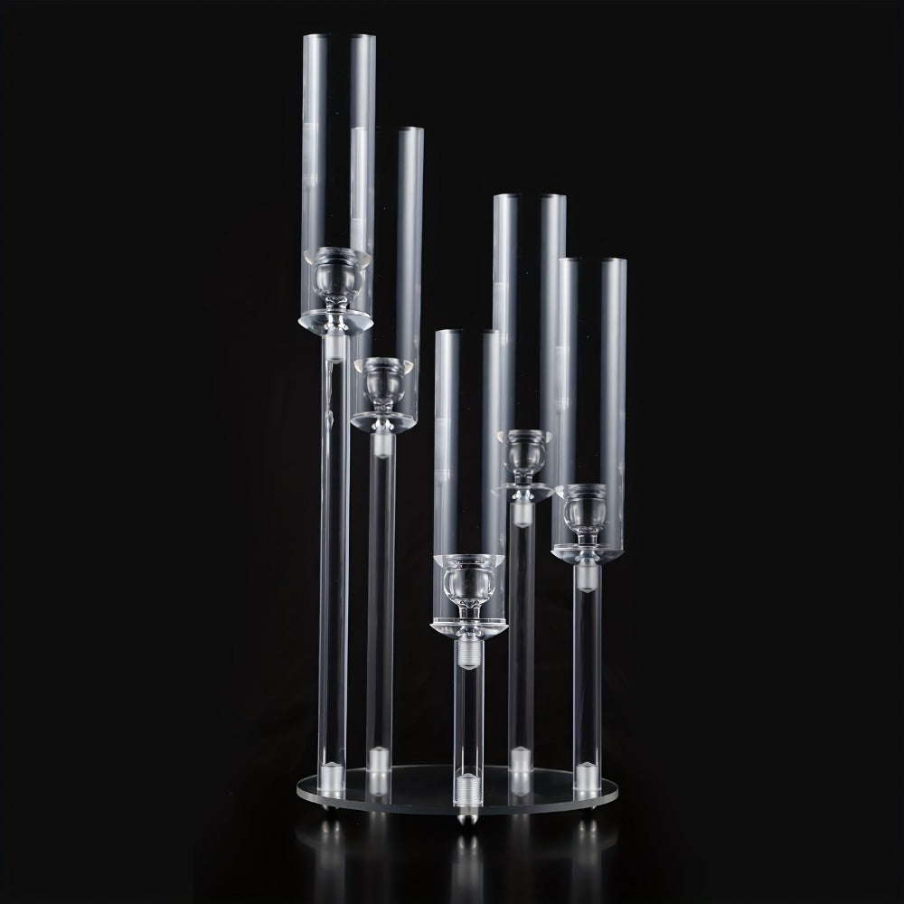 Acrylic Candelabra Candle Holder ¨C Clear Crystal 5-Arm & 6-Arm Taper Candlestick Holders for Wedding Centerpiece, Dining Table, Party & Anniversary Decor