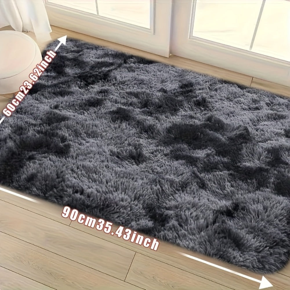 Tie-Dye Plush Area Rug Soft Non-Slip - Absorbent Machine Washable Fluffy Mat for Living Room Bedroom Bathroom, Modern Luxury Home Accent Rug, Dark Gray Black Light Gray Pink, 2 Sizes