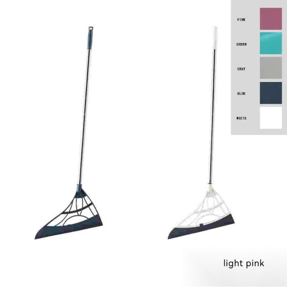 Extra Long Broom 45 Inch ¨C Stainless Steel Handle, Unflagged Bristles, Rubber Sweep for Pet Hair & Debris, Indoor Outdoor Hard Floor Sweeper for Home Office Kitchen