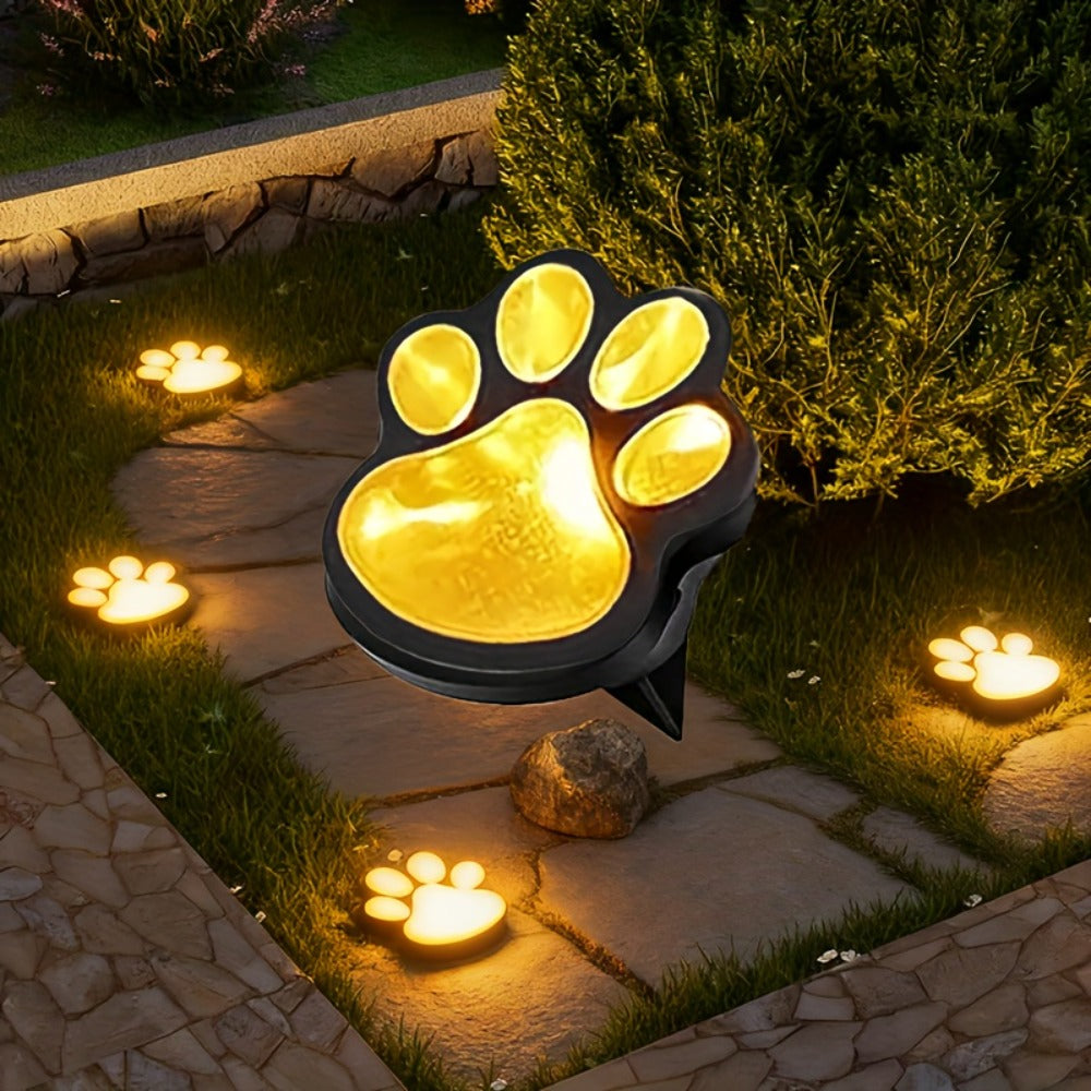 Solar Paw Print Garden Lights 2-Pack, LED Outdoor Path Lights IPX4 Waterproof, Lawn Terrace Yard Decor for Wedding Party Christmas Valentine