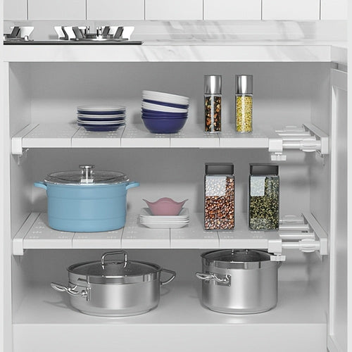 Adjustable Tension Shelf Rod Metal Storage Rack Expandable 18.9-31.5 Inch Closet Organizer Cabinet Wardrobe Kitchen Bathroom Shelf Divider