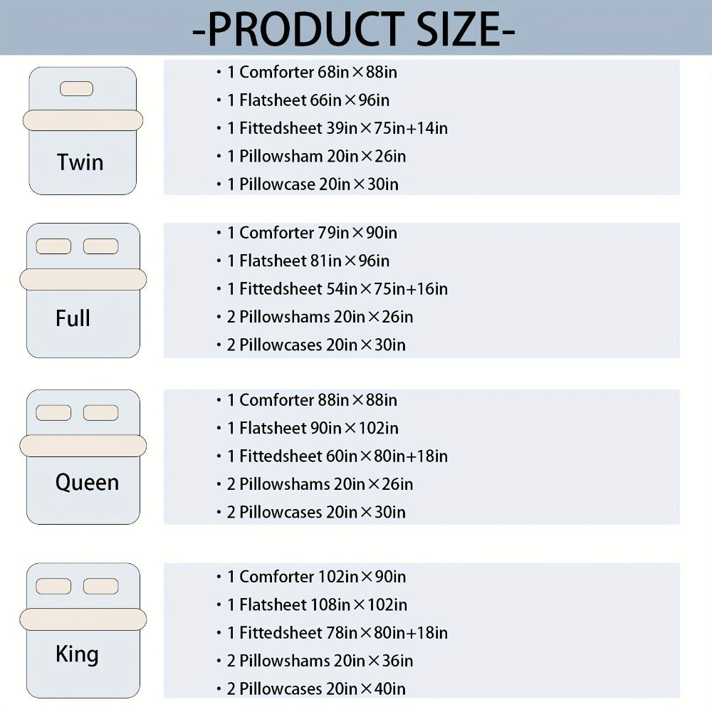 Comforter Set Luxurious Pleated 5/7pcs Bed in a Bag | Soft Plush Fiber Fill, Year-Round Warmth - Quilted Comforter, Flat & Fitted Sheet, Pillowcases & Shams, Complete Bedding Set Twin Full Queen King