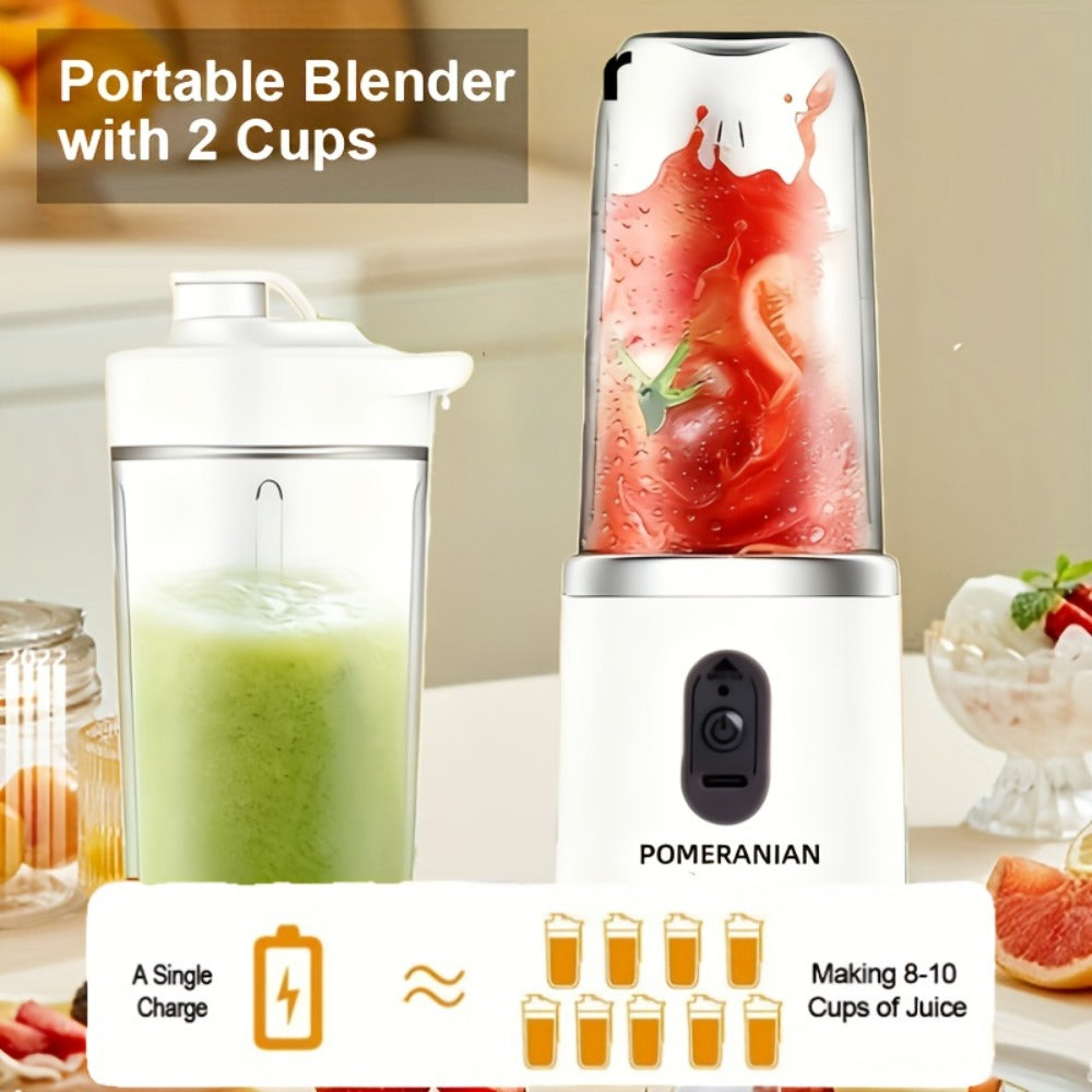 Portable Blender Juicer Double Cup 1500mAh Rechargeable ¨C Food-Grade ABS Multifunctional Fruit Vegetable Juicer | USB Charging Gift Box | Blue Pink White Summer Kitchen Essential
