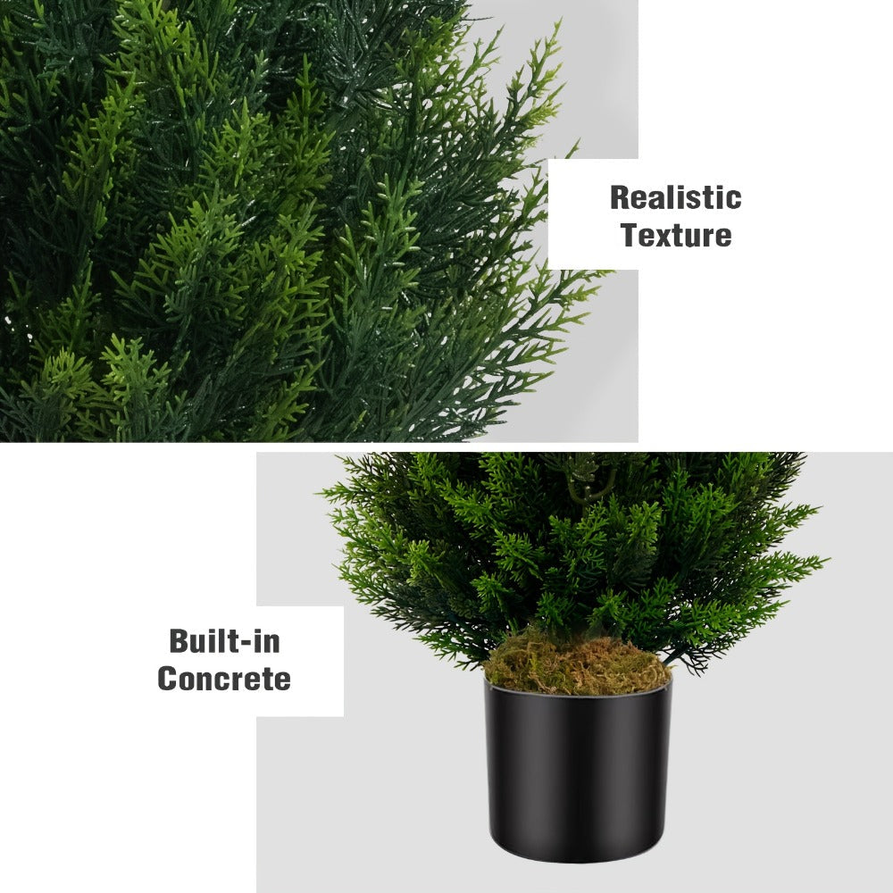 Artificial Cedar Topiary Tree UV Resistant ¨C Potted Fake Cypress Tree for Front Porch, Entryway & Living Room ¨C Evergreen Faux Cedar Plant for Indoor Outdoor Home Decor, Yard & Garden ¨C 2FT 3FT 1 or 2 Pack
