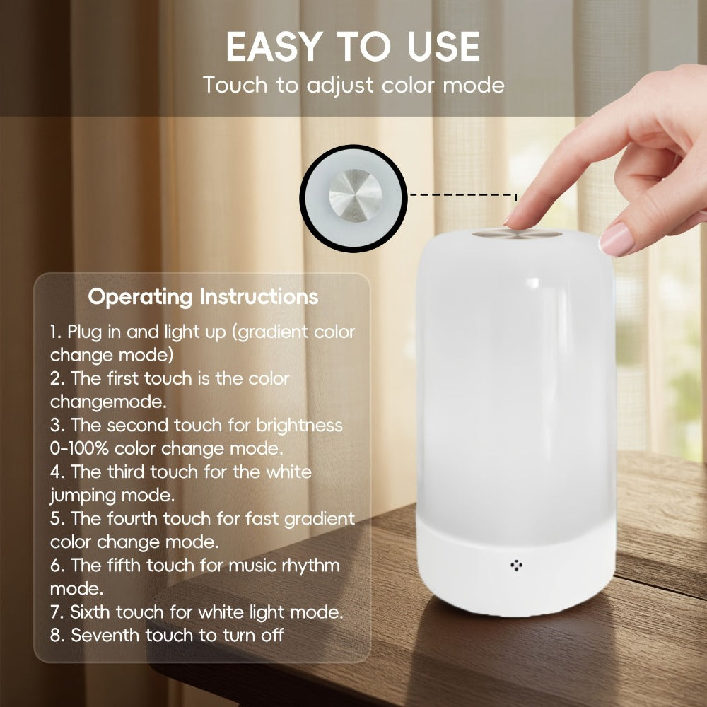 RGB Night Light Touch Control Bedside Lamp 13 Colors 3-Level Dimming LED Desk Lamp USB Powered for Bedroom Kids Room Bathroom Christmas Gift Decor