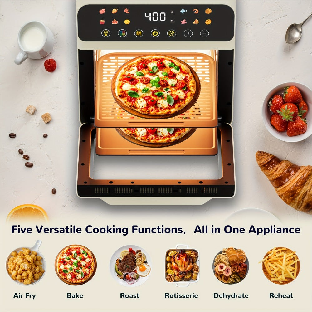 Air Fryer Oven 12-in-1 Large 12-Quart Smart Countertop Oven with 12 One-Touch Preset Functions, Smart Cook Program, Viewing Window, Interior Light, Adjustable Time & Temp, Oil-Free Family Cooker