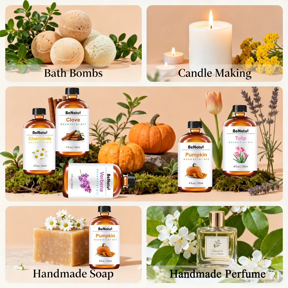 Essential Oil 120ml 4oz Pure Aromatherapy Oils for Diffuser Humidifier Candle Soap Making Lavender Peppermint Eucalyptus Frankincense Lemon Rosemary Lemongrass Vanilla Argan