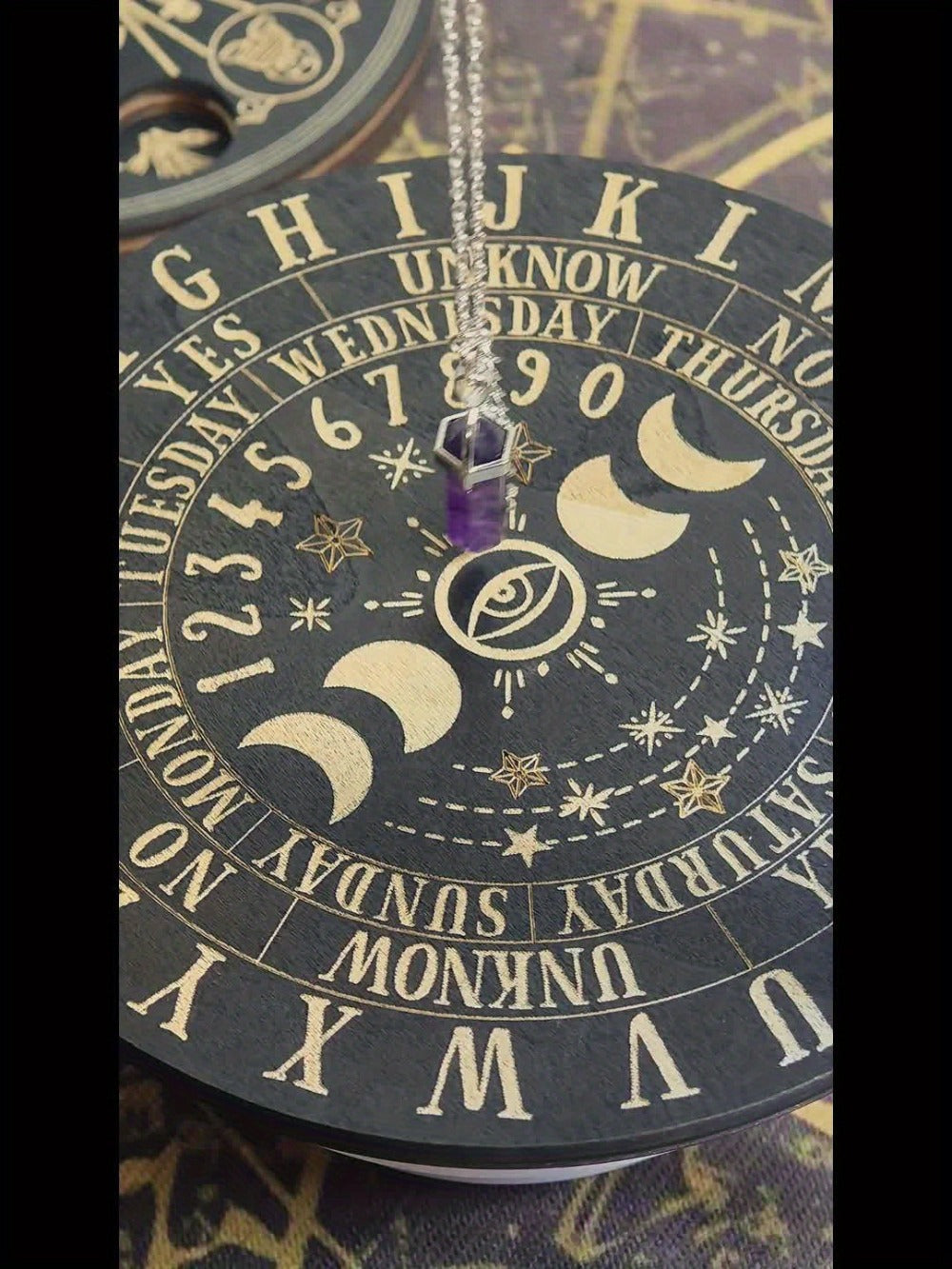 Wooden Pendulum Stand for Divination ¨C Crystal Display Holder, Witchcraft Altar Decor, Meditation Ritual Necklace Organizer & Constellation Moon
