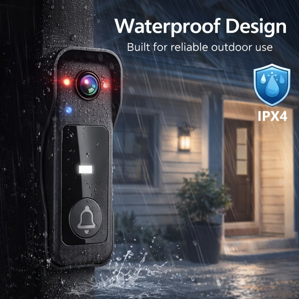 WiFi Video Doorbell with 4.3 Inch Indoor Monitor | Waterproof Night Vision Two-Way Audio Rechargeable Battery | Auto Photo Video Recording Senior Friendly Real-Time Monitoring