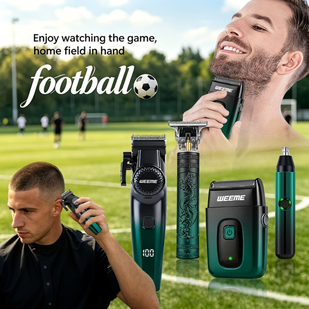 Electric Shaver Grooming Set for Men Hair Clipper Nose Trimmer Razor DIY Barber Kit USB Rechargeable 2 4 Piece Set Gift for Husband Dad Blue Gold White Green