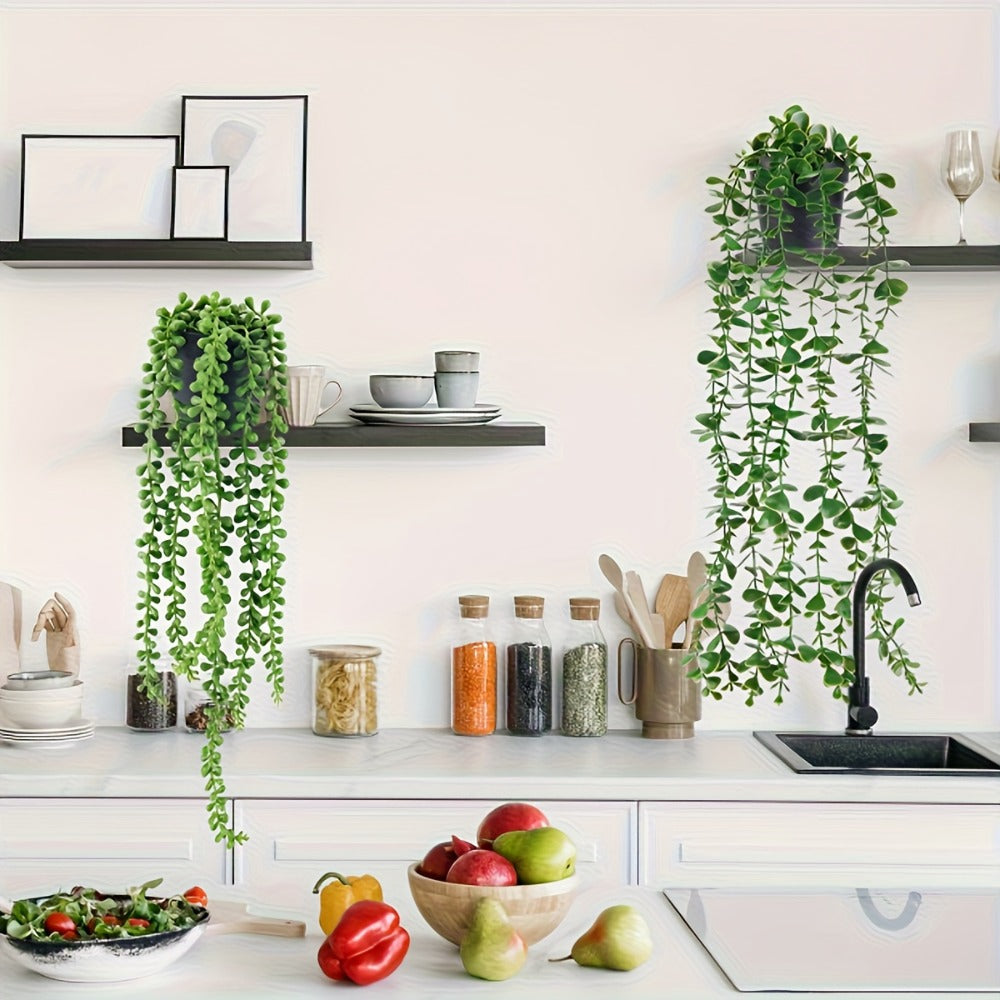 Artificial Hanging Plants 4 Pack ¨C Fake Trailing Vines for Indoor Outdoor Wall Shelf Room Decor, Realistic Faux Rose Greenery Hanging Basket Decoration