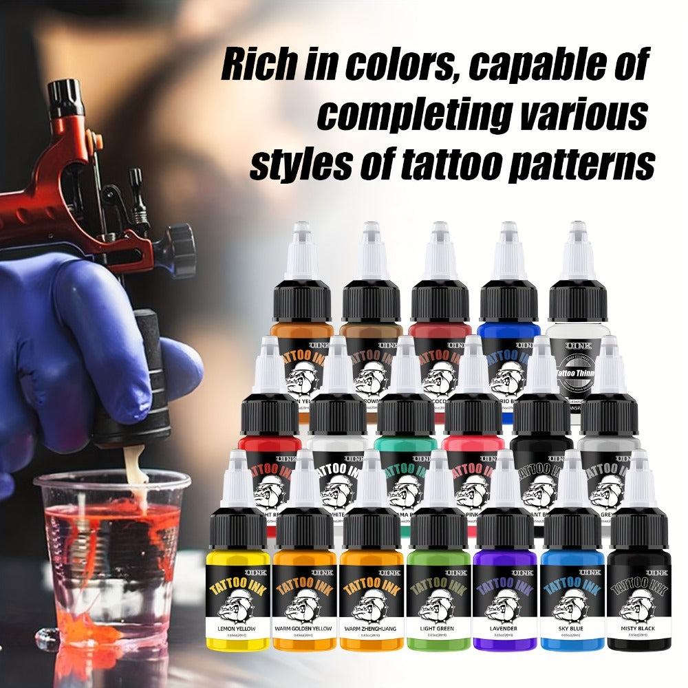 Tattoo Ink Set Professional 7 & 18 Colors 20ml Large Bottle Tattoo Cartridge Ink Kit for All Tattoo Styles Vivid Colors Long Lasting Safe Formula for Beginners & Artists