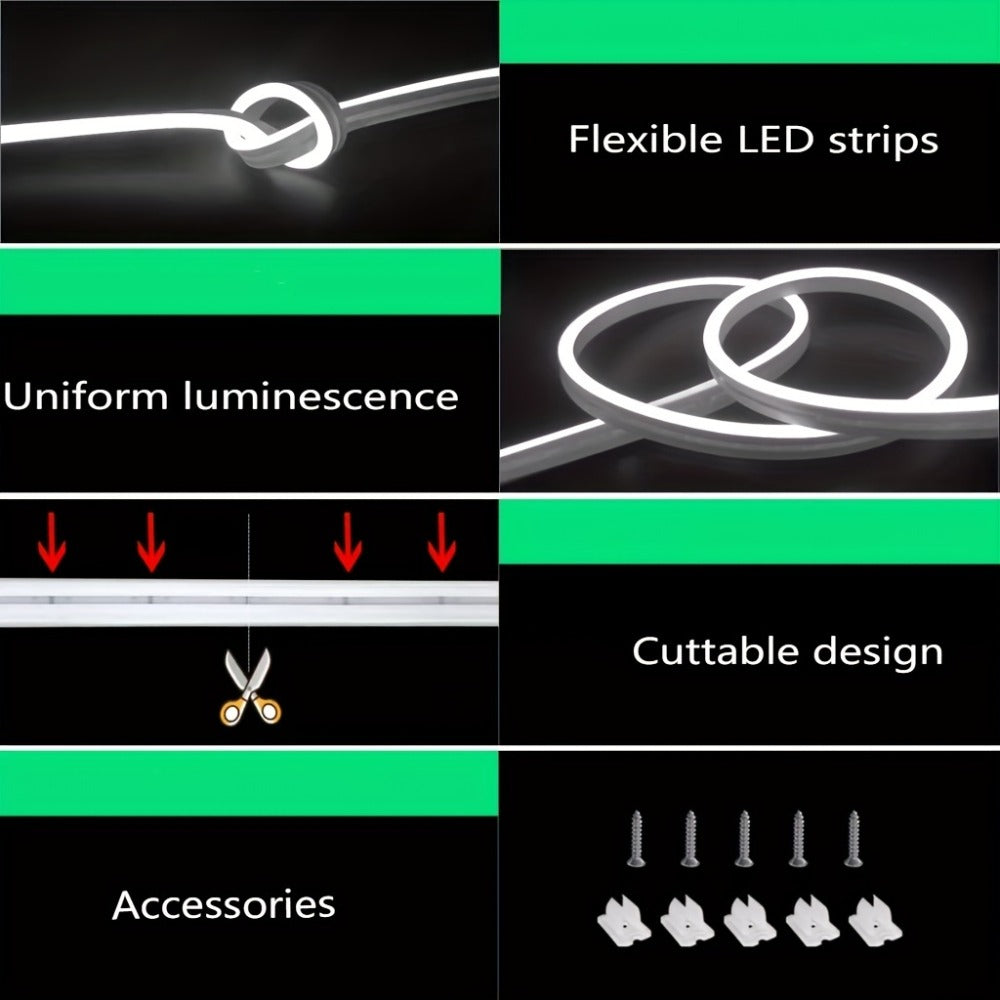 RGB LED Rope Lights with App & Remote Control, IP65 Waterproof Flexible Neon Strip, Music Sync, Multiple Modes, for Gaming Setup, Bedroom, Living Room, Indoor & Outdoor Decoration ¨C 10m & 20m Available