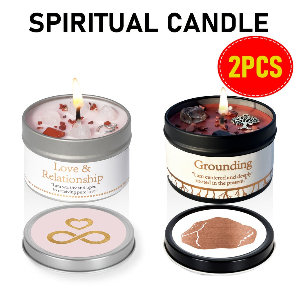 Manifestation Candles Scented Soy Wax with Crystal & Guidance Card for Meditation Yoga Focus | Law of Attraction Abundance Candle | Christmas Birthday Gift for Women