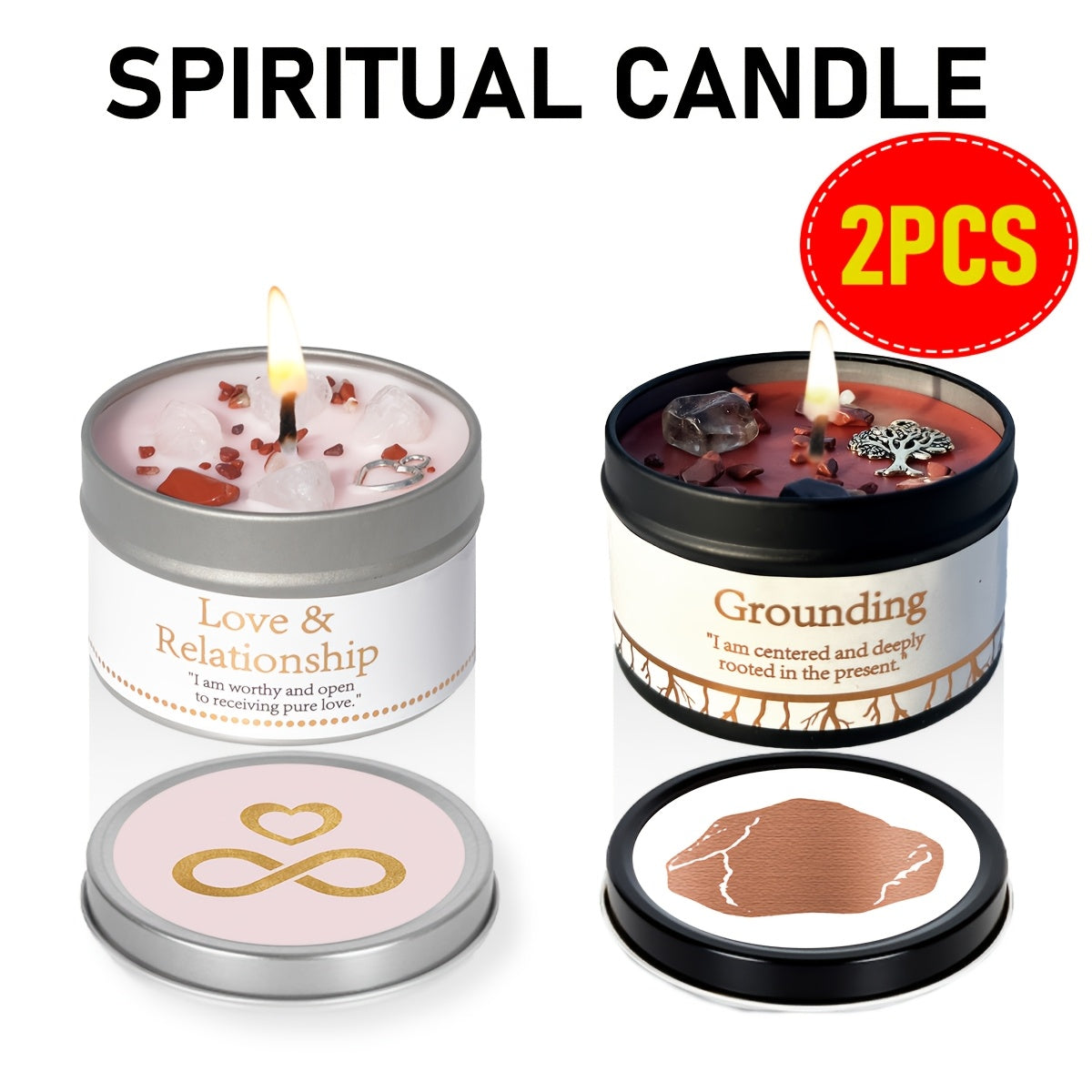 Manifestation Candles Scented Soy Wax with Crystal & Guidance Card for Meditation Yoga Focus | Law of Attraction Abundance Candle | Christmas Birthday Gift for Women