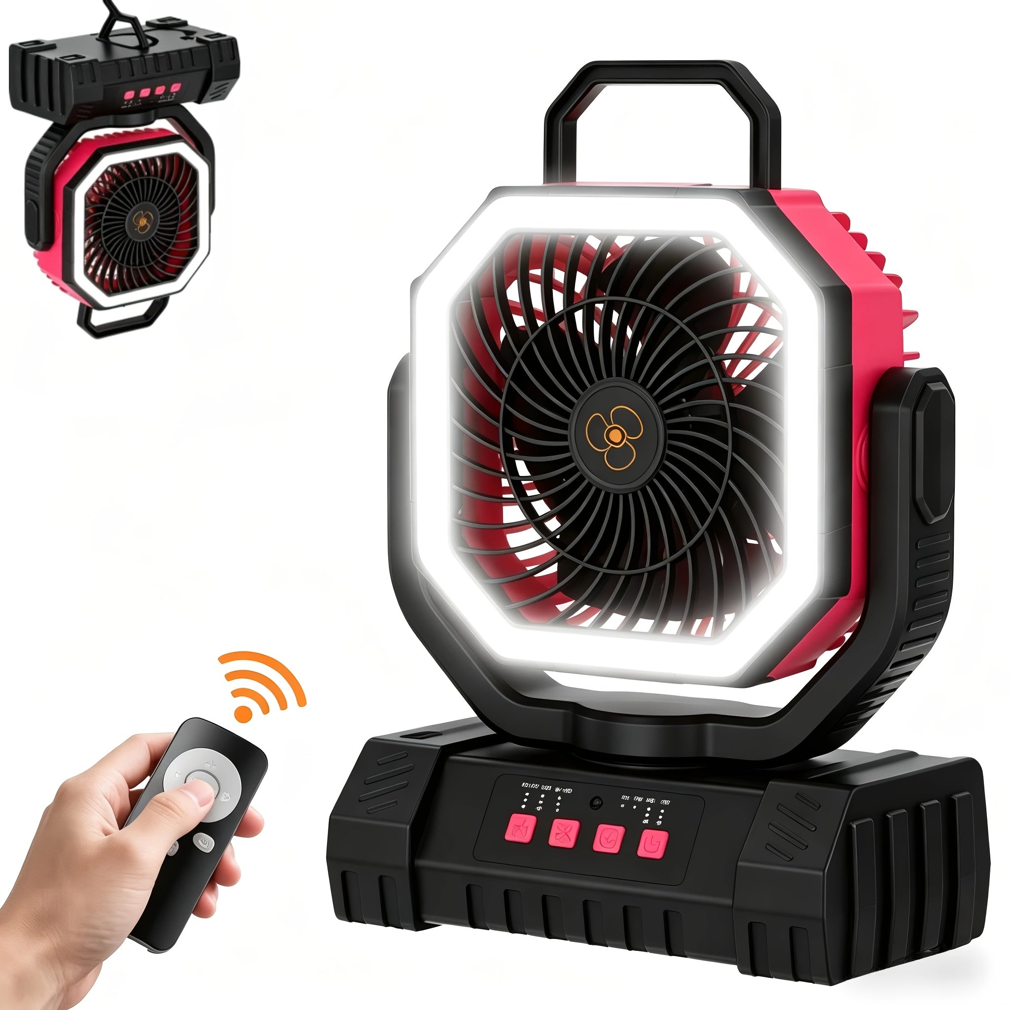 Camping Fan 20000mAh with LED Lantern and Remote Control, 4-Speed 90¡ã Oscillation 1-8H Timer, 59-Hour Battery Life Power Bank Fan with Hook for Tent, Hiking, Outdoor and Indoor Use