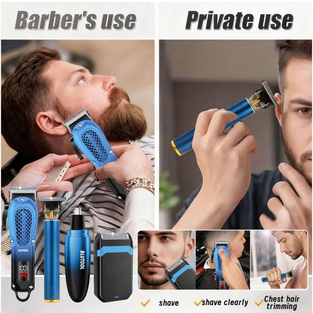 Electric Hair Trimmer & Beard Shaver Set for Men - Professional Rechargeable Hair Clipper with LED Display, All-in-One Grooming Kit for Daily Use, Home Barber & Gift for Men - Multiple Colors