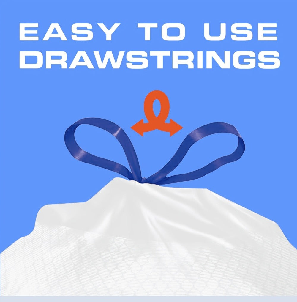 Drawstring Trash Bags 13 Gallon, 150 Count Tall Kitchen Garbage Bags, Puncture & Tear Resistant, Odor Eliminator Technology, Lemon Mint Fresh Scent, Disposable Drawstring Waste Bags for Kitchen Bathroom Office