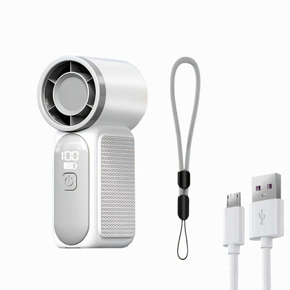 Turbine Fan Mini Handheld High Speed 100-Speed Wind Cannon USB Rechargeable Portable Outdoor Cooling Fan Compact Personal Fan for Travel Camping Sports