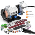Bench Grinder 3 Inch Rotary Tool Kit 110pcs Accessories Flexible Shaft 105cm Buffer Polisher for Wood Jewelry Metal Plastic Stone Low Noise Compact 3.97LB