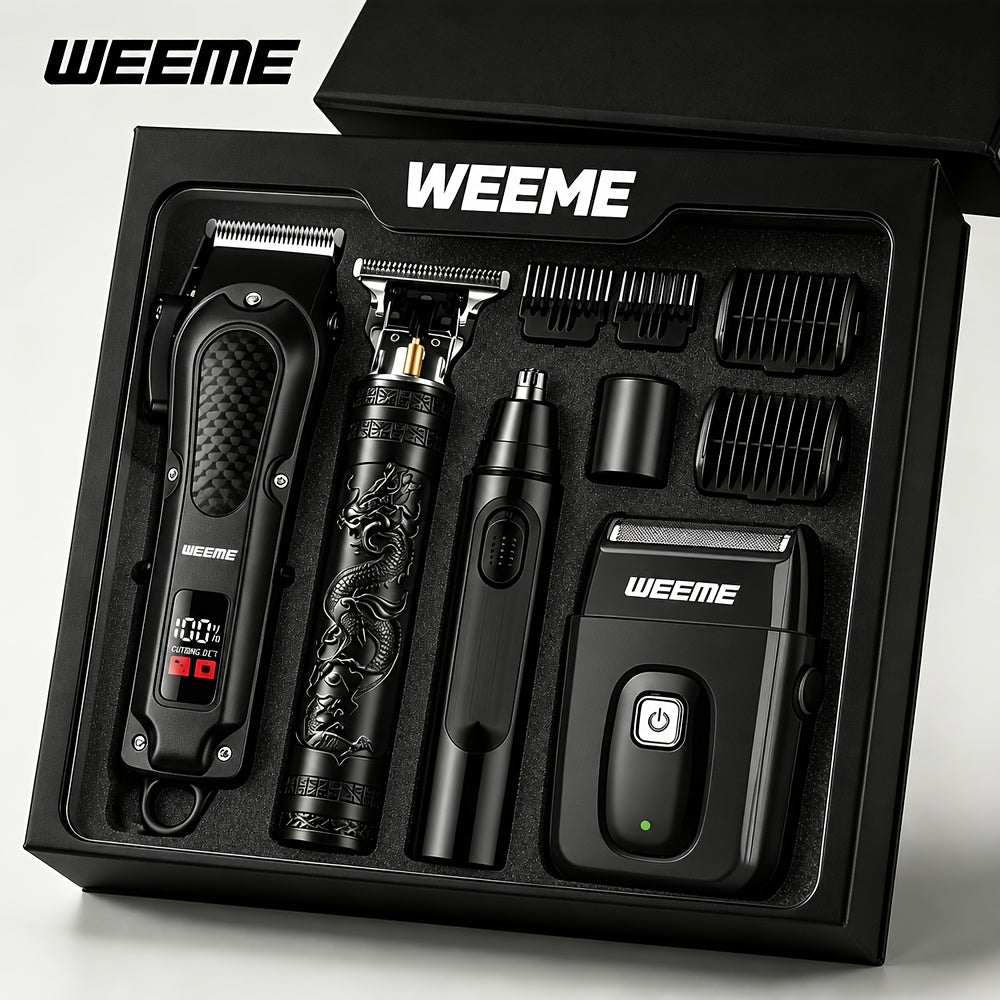 Men's Professional Hair Clipper and Trimmer Set Wireless USB Rechargeable Hair Cutting Kit for Hair and Beard Precise Grooming Gift for Dad Boyfriend Father's Day