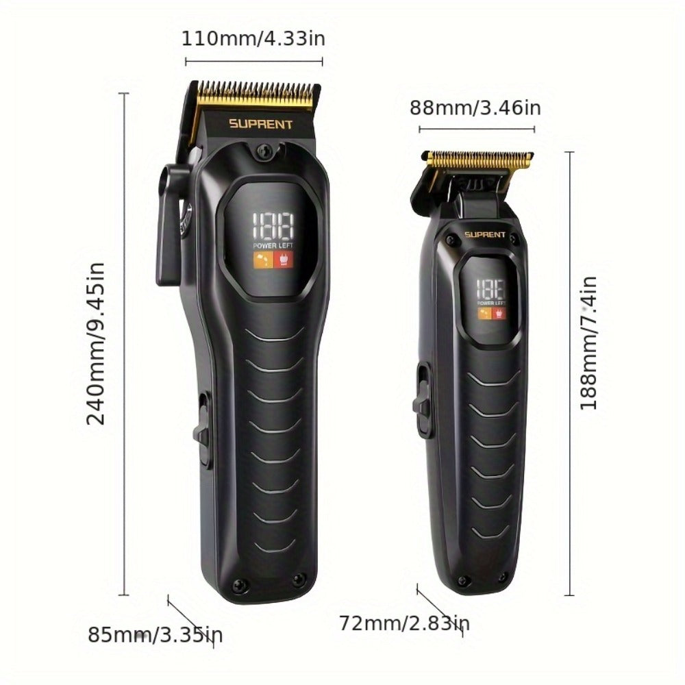 Hair Clippers & Beard Trimmer Set for Men - SUPRENT Professional Cordless Grooming Kit with T-Blade Trimmer, 6000RPM Quiet Motor, LED Display, 6 Guide Combs, Type-C Charging, Home & Barber Use
