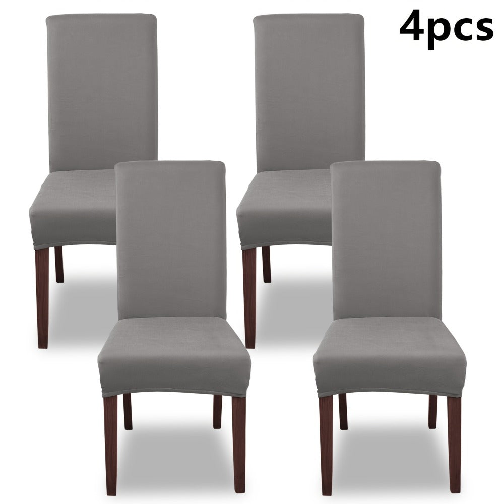 Silky Fiber Elastic Dining Chair Covers Set | Stretch Milk Fiber Slipcover, All-in-One Furniture Protector for Kitchen Wedding Office Hotel Living Room, 4pcs or 6pcs, 8 Colors